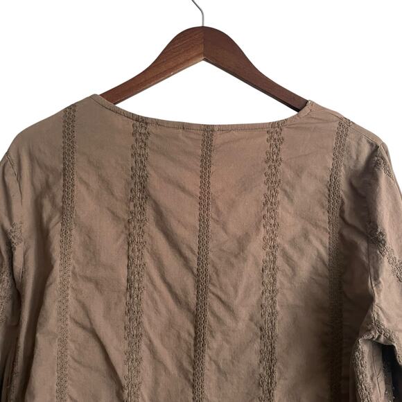 Cappagollo Women Top M Brown Cotton Beaded Boho Hippie Retro Whimsigoth Fairy - Picture 5 of 12